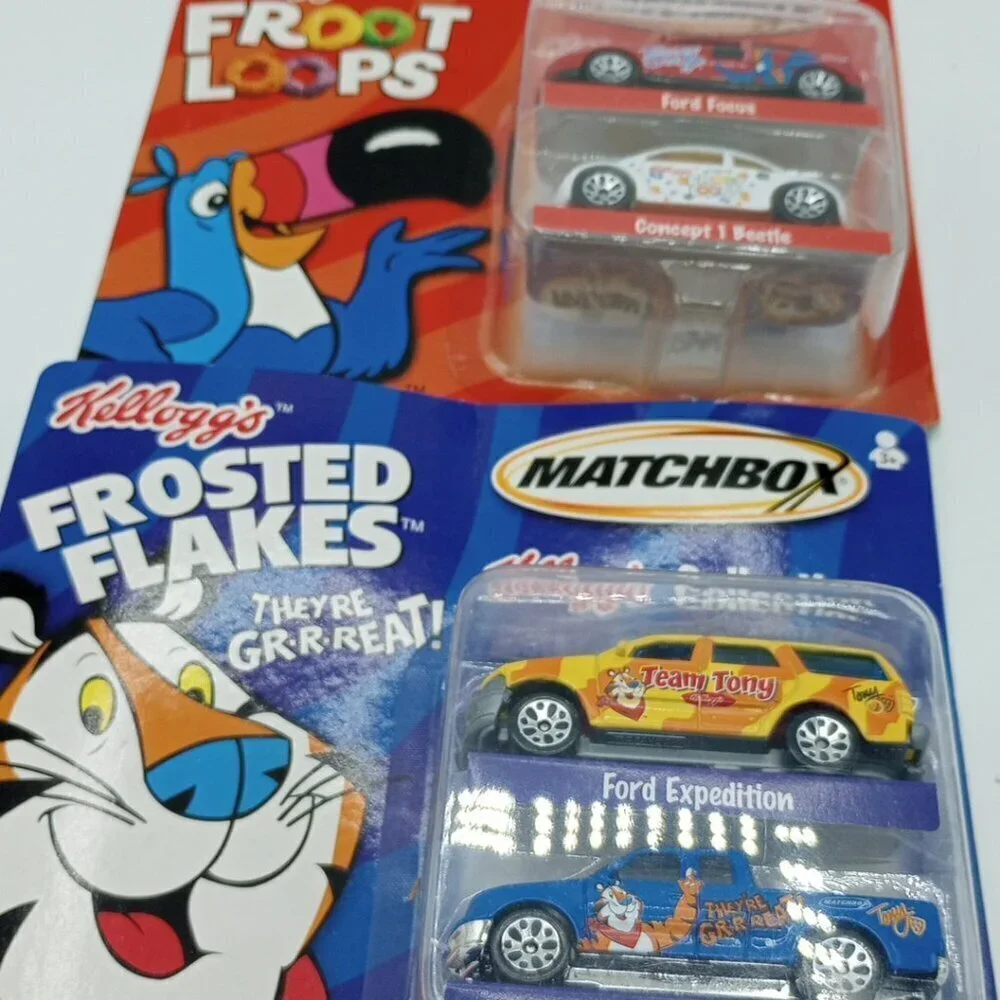 Mattel Matchbox Kellogg's 2 Car Set 2 Pks 2001 VTG Fruit Loops Frosted Flakes